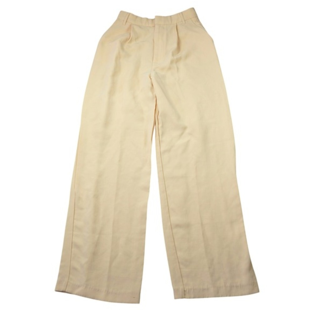 Zara Size 26 Cream High Waisted Wide Leg Pleated Trousers‎ Contemporary Chic